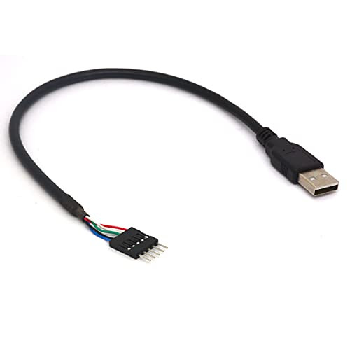PIIHUSW 5 Pin Motherboard Header to USB A Cable, Dupont IDC 5-Pin Male Plug to USB 2.0 Male Extender Adapter Cord -2PCS-