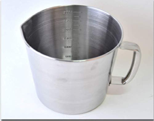 Made in Korea Stainless Beaker with Handle Graduated Measuring Cup Clear Lab Kitchen Measuring Pitcher Liquid Measuring Cup with Pour Spout 200/1000/2000/3000/5000ml -1000ml-
