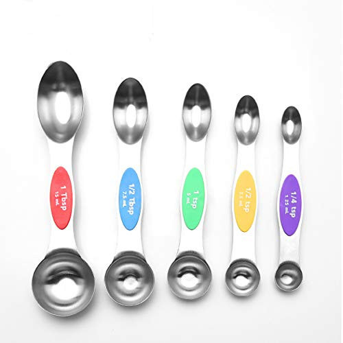 Double-headed stainless steel measuring spoon set of 5 magnetic suction coffee flavoring spoon kitchen set baking tool measuring spoon