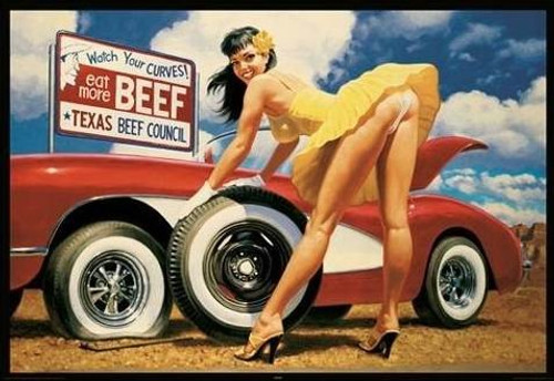 Huge Laminated/ENCAPSULATED Sexy Vintage Yellow Rose Girl Texas Eat More Beef Hildebrandt Poster Measures 36 x 24 inches -91.5 x 61cm- Huge Laminated/ENCAPSULATED Sexy Vintage Yellow Rose Girl Texas Eat More Beef Hildebrandt Poster Measures 36 x 24 inches -91.5 x 61cm-