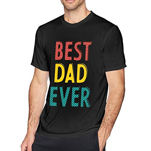 JOHN AHMED Best Dad Ever Big and Tall Tee Shirts Summer Round Neck Short Sleeve for Men Outdoor Active Hikin Large Black