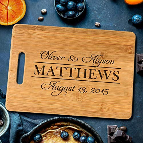 Personalized Cutting Board Engraved Chopping Board Handle Stacked Family Name
