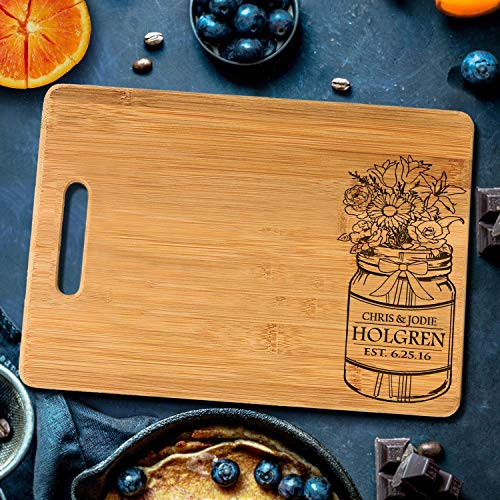 Personalized Cutting Board Engraved Chopping Board Handle Mason Jar