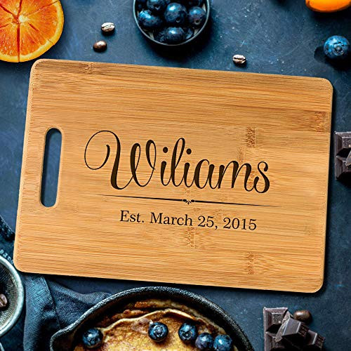 Personalized Cutting Board Engraved Chopping Board Handle Fancy Last Name