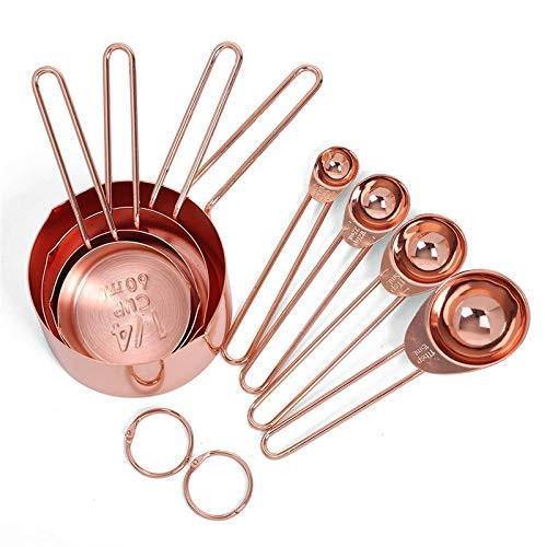 8pcs Stainless Steel Measuring Spoons Set Rose Gold Measuring Cups Kitchen Accessories Baking Tea Coffee Spoon Measuring Tools