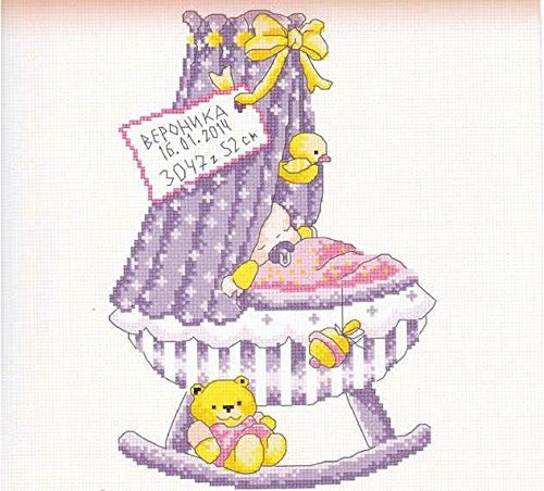 girl baby certificate Cradle counted cross stitch, DMC cotton thread , 14ct 2737cm 90140 stitch counted cross stitch kits