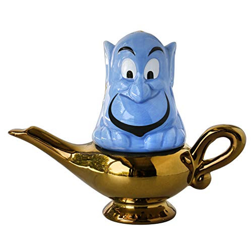 Disney Aladdin Salt  and  Pepper Shaker Set - Genie and Lamp Figural Design - Stackable - Ceramic