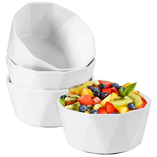 Hompiks Cereal Soup Bowls Porcelain Soup Bowls Set of 4 White Cereal Bowl Set for Kitchen Cereal Nuts and Soup, Microwave and Dishwasher Safe 22 ounces