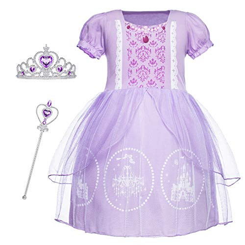 Cmiko Princess Sofia Costume Dresses Short Sleeves Dress Up Clothes Skirts for Toddler Little Girls Birthday Party with Tiara and Magic Wand Accessories Size 4t 5t M(5) 4-5 Years Cmiko Princess Sofia Costume Dresses Short Sleeves Dress Up Clothes Skirts for Toddler Little Girls Birthday Party with Tiara and Magic Wand Accessories Size 4t 5t M(5) 4-5 Years