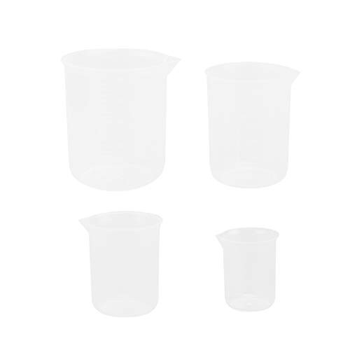 ibasenice Graduated Beakers Clear Plastic Graduated Measuring Beaker Liquid Cup Container for Experiment Science Transparent Lab Home School Kitchen 4pcs 50ml/ 150ml/ 250ml/ 500ml