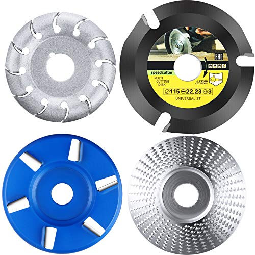 4 Pieces Angle Grinder Wood Carving Disc Shaping Disc 6 Teeth and 12 Teeth Wood Carving Disc Angle Grinder Attachments Grinder Tools for Wood Cutting Polishing Shaping
