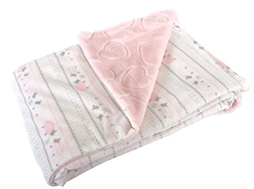 Stephan Baby Super-Soft Reversible Plush Fleece Crib Blanket, Pink Lambs