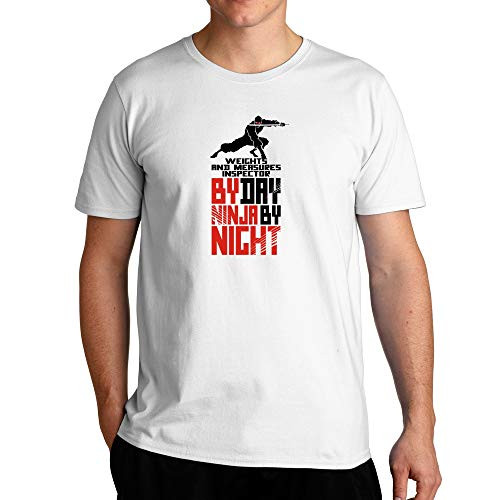 Eddany Weights and Measures Inspector by Day Ninja by Night T-Shirt White