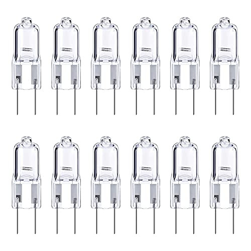 DoRight 12-Pack GY6.35 Halogen Bulb 50W, Dimmable GY6.35 Capsule Light Bulb, 12V GY6.35/G6.35 Bi-Pin T4 JC Type Halogen Replacement Bulb Warm White 2700K for Under Cabinet Landscape Lighting
