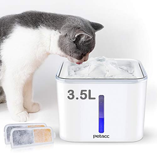 Petacc Cat Water Fountain 3.5L/118oz Automatic Pet Fountain Super Quiet Dog Cat Water Dispenser Healthy and Hygienic Drinking Bowl with 2 Replacement Filters -White- Petacc Cat Water Fountain 3.5L/118oz Automatic Pet Fountain Super Quiet Dog Cat Water Dispenser Healthy and Hygienic Drinking Bowl with 2 Replacement Filters -White-