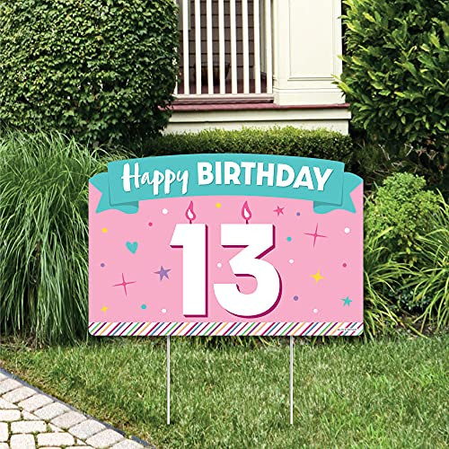 Big Dot of Happiness Girl 13th Birthday - Official Teenager Birthday Party Yard Sign Lawn Decorations - Happy Birthday Party Yardy Sign Big Dot of Happiness Girl 13th Birthday - Official Teenager Birthday Party Yard Sign Lawn Decorations - Happy Birthday Party Yardy Sign