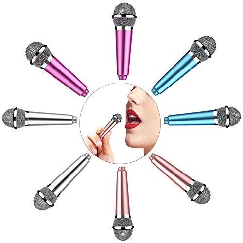 Mini Microphone, Portable Phone Karaoke Microphone with Table Stand and Pop Filter for Audio Recording, Chatting and Singing on Mobile Phone, Computer, Laptop and Tablet -Rose Gold-