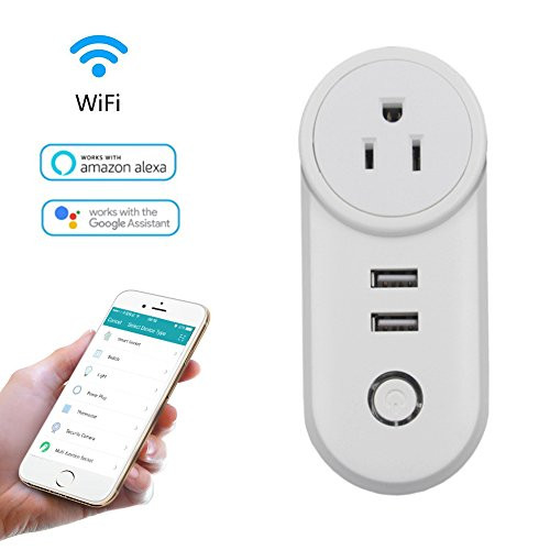 Feicuan WiFi Smart Plugs Smart Socket Compatible with Alexa Google Home, Power Plug Intelligent USB Outlets Timing Wireless Remote Control Home Devices