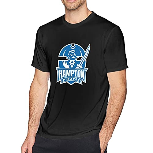 JOHN AHMED Ha and Mpton-University Big and Tall Tee Shirts Summer Round Neck Short Sleeve for Men Outdoor Active Hikin Small Black