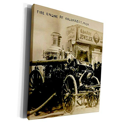 3dRose Magic Lantern Slide Fire Engine Kalamazoo Michigan. - Museum Grade Canvas Wrap -cw-334955-1-