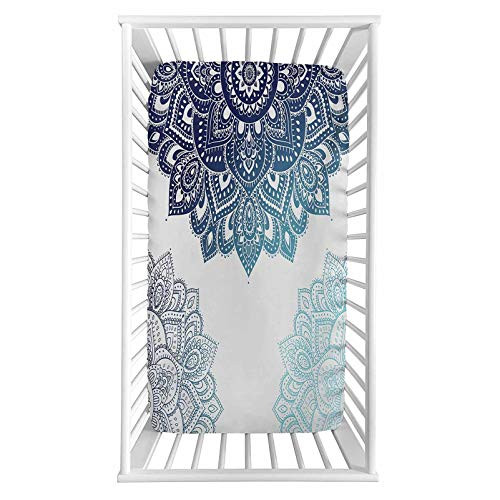 Lyzelre Henna Fitted Crib Sheet,South Design with Vibrant Color Ornamental Illustration Microfiber Silky Soft Toddler Mattress Sheet Fitted,28"x 52"x 8'',Baby Sheet for Boys Girls Lyzelre Henna Fitted Crib Sheet,South Design with Vibrant Color Ornamental Illustration Microfiber Silky Soft Toddler Mattress Sheet Fitted,28"x 52"x 8'',Baby Sheet for Boys Girls