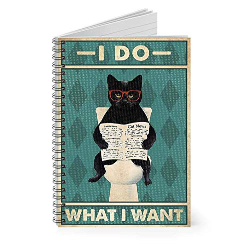 Vigifsana Subject Notebooks Black Meow Toilet I Do What I Want Spiral Notebook Basics Wide Ruled Wirebound Spiral Notebook Personalized Gift - Gift -Office - Party - School Supplies Job Journal