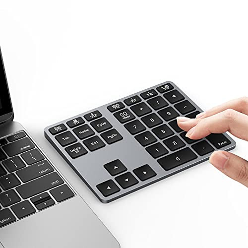 Wireless Bluetooth Number Pad for Laptop, Rechargeable Numeric Keypad 35-Keys Aluminum, Latest Slim External Numpad Keyboard for Mac Os/iOS/Windows/Android/MacBook Air/Pro/iMac/Surface Pro, etc