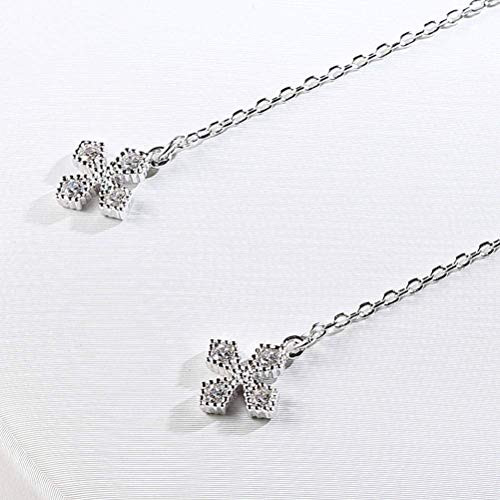 WOZUIMEI Earring Dangler Eardrop Stud Earring S925 Sterling Silver Earrings Female Tassel Creative Ear Wire Cross Long Earrings Accessories for Women