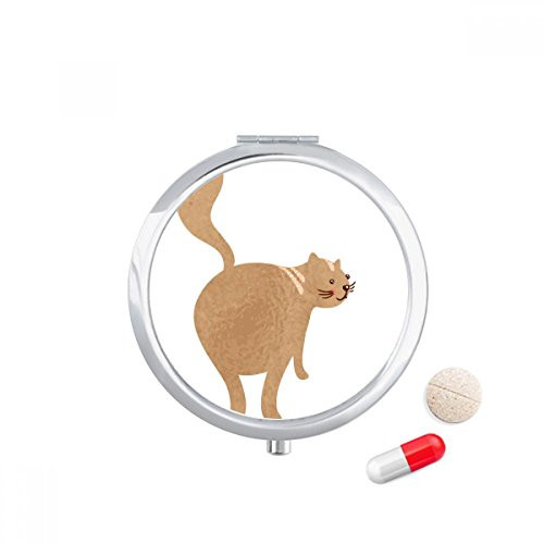 Brown Cute Cat Walking Animal Pill Case Pocket Medicine Storage Box Container Dispenser