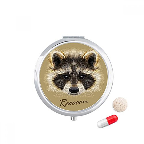 Little Mischievous Brown Raccoon Animal Pill Case Pocket Medicine Storage Box Container Dispenser