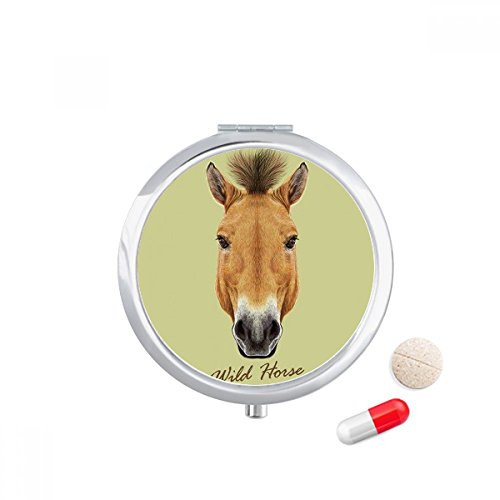 Brown Strong Wild Horse Animal Pill Case Pocket Medicine Storage Box Container Dispenser