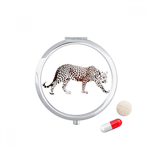 Cheetah Brown Animal Pill Case Pocket Medicine Storage Box Container Dispenser