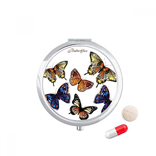 Butterflies with Different Colour Wings Pill Case Pocket Medicine Storage Box Container Dispenser