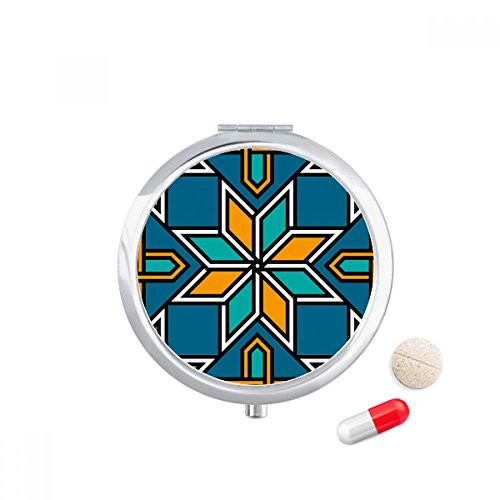 Blue Orange Morocco Abstract Flower Pill Case Pocket Medicine Storage Box Container Dispenser