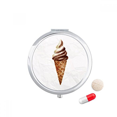 Brown Chocolate Sweet Ice Cream Pattern Pill Case Pocket Medicine Storage Box Container Dispenser