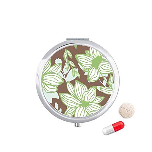 Green Brown Flower Plant Paint Pill Case Pocket Medicine Storage Box Container Dispenser