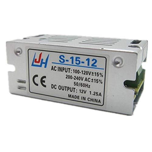MKCUXC LHM AC100-240V to DC12V 1.25A 15W Mini LED Switching Power Supply Lighting Transformer Adapter Driver -J-