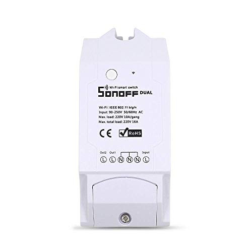 SONOFF Dual 2CH 10a 220v Wireless Switch Light WiFi Remote Control Module DIY Timer Timing for Smart Home Automation