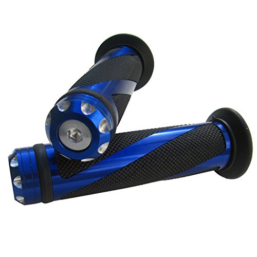 MOTORCYCLE ALUMINUM CNC 7/8" 22mm HANDLE BAR RUBBER GEL HAND GRIPS FOR YAMAHA YZ85 WITH BLUE BAR END