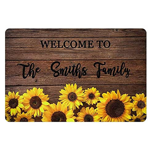 Volluroy Personalized Welcome to Family Decor Custom Name Chrysanthemum Family Signs for Home Decor Wall