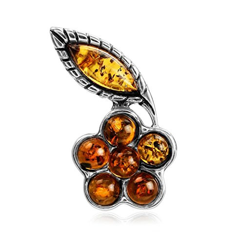 Ian and Valeri Co. Amber Sterling Silver Flower Pendant
