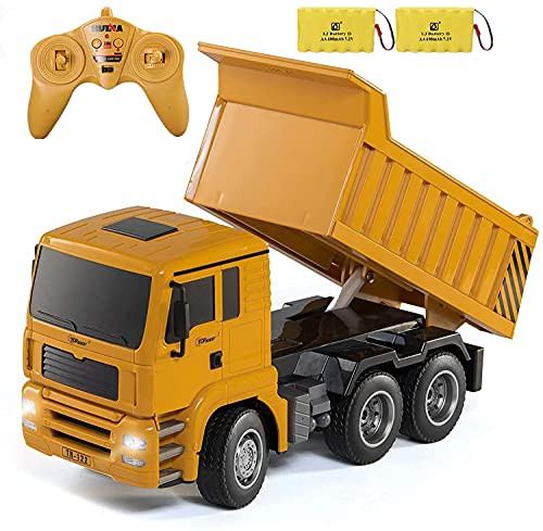 Remote Control Construction Dump Truck Toy, RC Dump Truck Toys, Construction Toys Vehicle, RC Truck Toys for 8,9,10,11,12 Year Old Boys and up, Toy Trucks 1:18 Scale,2 Batteries