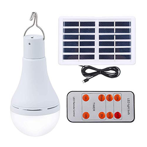 Solar Light Bulb 9W Rechargeable Led Bulb Solar Powered Light with Remote Timer Light Sensor 4 Light Mode for Outdoor Chicken Coops Shed Hiking Camping Emergency Pet House Patio Eave 250-350LM Solar Light Bulb 9W Rechargeable Led Bulb Solar Powered Light with Remote Timer Light Sensor 4 Light Mode for Outdoor Chicken Coops Shed Hiking Camping Emergency Pet House Patio Eave 250-350LM
