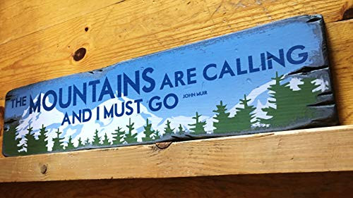 bawansign The Mountains are Calling and I Must Go Handcrafted Rustic Wood Sign The Mountain Life Mountain Decor for Home Cabin