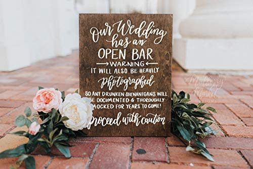 Wedding Open Bar Sign Rustic Wedding Signs Wooden Wedding Sign Wedding Decor 15x11