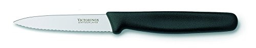 Victorinox - VN Swiss Army Cutlery Serrated Paring Knife, Spear-point, Large Handle, 3.25-Inch,Black
