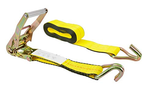 Mytee Products Ratchet Tie-Down Straps with Wire Hook, 2" x 30' Yellow Ratchet Strap | 10,000 Lbs Breaking Strength | Heavy Duty TieDown Ratchet Straps for Flatbed, Truck, Trailers Pickup