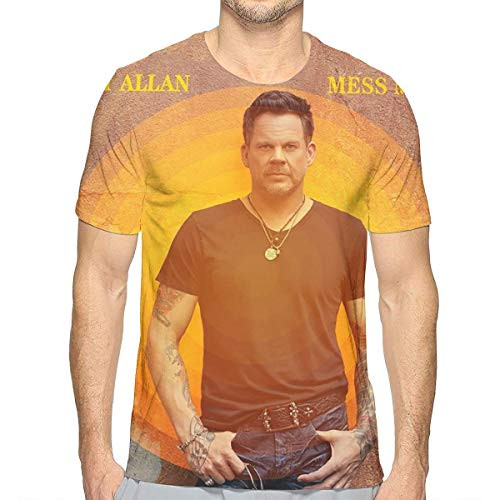 Gary Allan Mess Me Up Men's T Shirt Personality 3D Printed Round Neck Short Sleeve Clothes White Gary Allan Mess Me Up Men's T Shirt Personality 3D Printed Round Neck Short Sleeve Clothes White