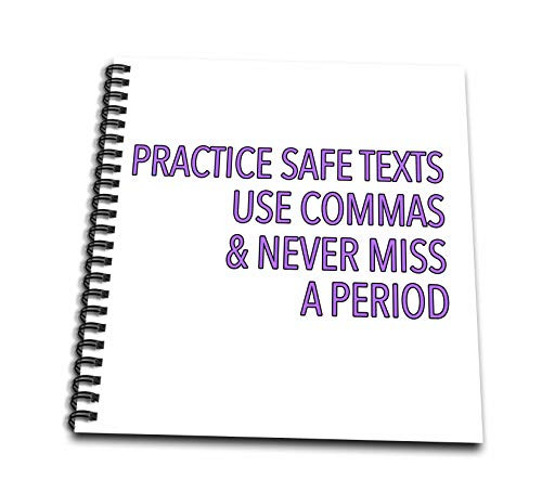 3dRose Practice Safe Texts Use Commas And Never Miss A Period Purple - Drawing Books -db-342550-2-