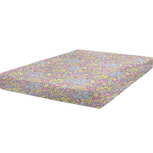 Floral Bedding Fitted Sheet Twin Size,Soft Toned Abstract Flowers Figures Pastel Girlish Beauty Vivid Hearts Butterflies Soft Brushed Microfiber - Deep Pockets,1 Bed Fitted Sheet Only,Multicolor